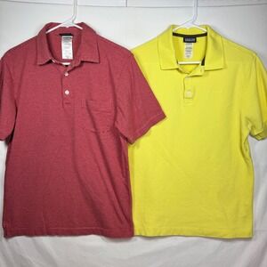 Lot of 2‎ Patagonia Mens XS Organic Cotton Polo Shirts Red Stripe Yellow Solid